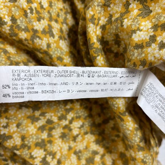 Zara Yellow Ditsy Floral Linen Blend Smocked Mini Dress Size Small - Picture 5 of 5